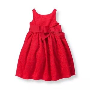 Janie and Jack Embroidered Red Party Holiday Dress Baby Girl 6-12 months